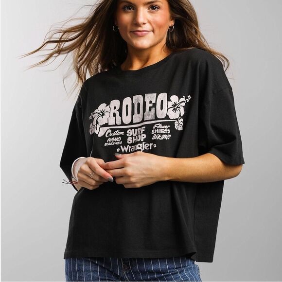 NWT Wrangler Oversized Tropical Rodeo Graphic T-Shirt Size Medium - Picture 1 of 9